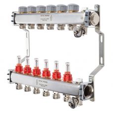 Коллектор нержавеющий Royal Thermo с расходомерами 4 выхода 1"-3/4"