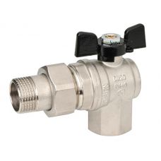 Кран шаровый угловой американка Bugatti Oregon 594 3/4" НР/ВР ручка-бабочка