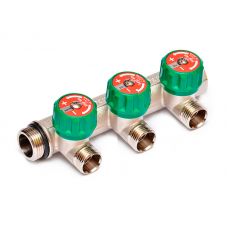 Коллектор латунный для воды Uni-Fitt 3/4"x1/2" 3 выхода евроконус (арт.410N3230)