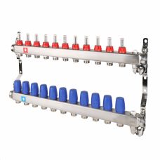 Коллектор с расходомерами дренажным краном и воздухоотводчиком MVI 1"х3/4"ЕК 11 выходов