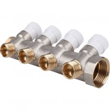 Коллектор для воды 4 выхода Stout 1"x1/2" плоское уплотнение арт.SMB 6851 011204