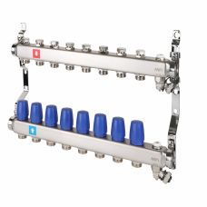 Коллектор без расходомеров с дренажным краном и воздухоотводчиком MVI 1"х3/4"ЕК 8 выходов