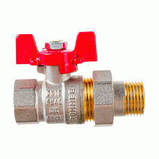 Кран шаровой прямой Rommer с американкой 3/4" ВН/НР ручка-бабочка