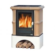 Печь-камин ABX Bavaria Exclusive кафельная белый цоколь каштан