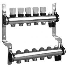 Коллектор из нержавеющей стали с термовставками на 5 выходов Meibes