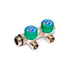 Коллектор латунный для воды Uni-Fitt 3/4"x1/2" 2 выхода плоское уплотнение (арт.411N3220)