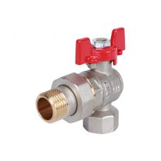 Кран шаровой угловой Rommer с американкой 1/2" ВН/НР ручка-бабочка