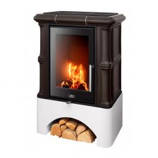 Печь-камин ABX Bavaria Exclusive кафельная белый цоколь чёрный