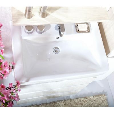 Тумба с раковиной для ванной Токио 70 Светлая лиственница / белый глянец