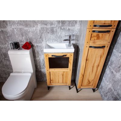 Шкаф-пенал для ванной Лофт с б/к Метрополитен грей