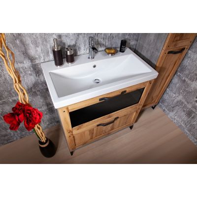 Комплект мебели для ванной Лофт 80 Метрополитен грей раковина Комо
