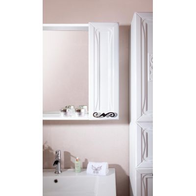 Зеркало для ванной Адель 85 Белый глянец со шкафчиком