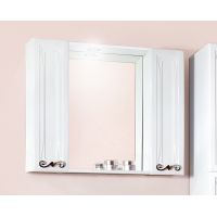 Зеркало для ванной Адель 85 Белый глянец с двумя шкафчиками