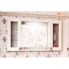 Зеркало для ванной с двумя шкафчиками и балюстрадой Кантри 125 Бежевый дуб прованс