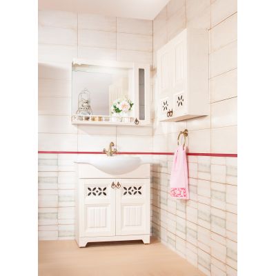 Зеркало для ванной со шкафчиком и балюстрадой Кантри 85 Бежевый дуб прованс