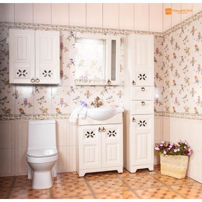 Зеркало для ванной со шкафчиком и балюстрадой Кантри 65 Бежевый дуб прованс