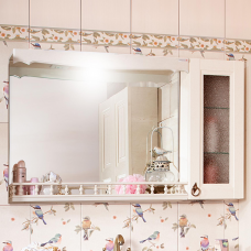 Зеркало для ванной Кантри 115 Бежевый дуб прованс со шкафчиком и балюстрадой