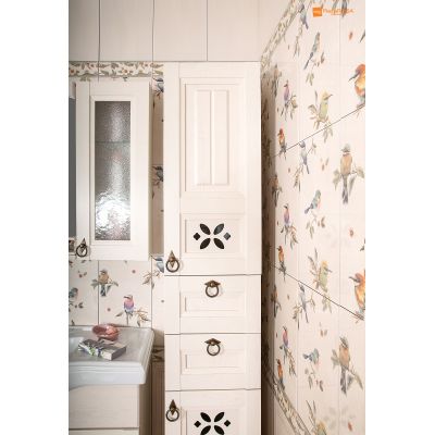 Комплект мебели для ванной Кантри 120 Бежевый дуб прованс с двумя ящиками и балюстрадой