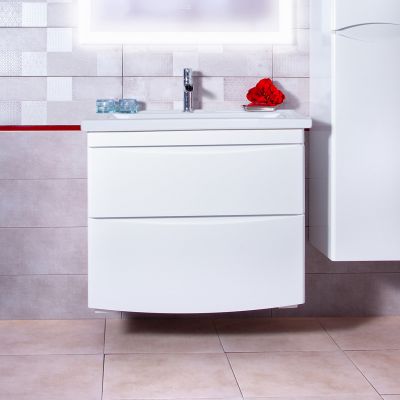 Комплект мебели для ванной Вега 70 Белый глянец подвесная