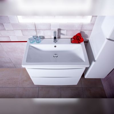 Комплект мебели для ванной Вега 80 Белый глянец подвесная