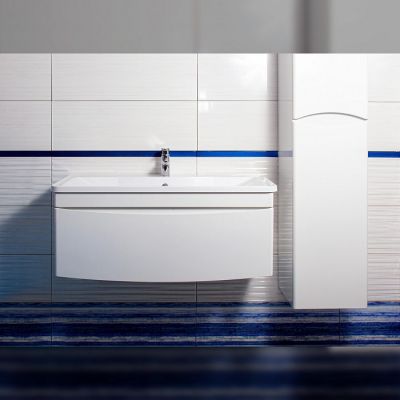 Комплект мебели для ванной Вега 100 Белый глянец подвесная раковина Астория