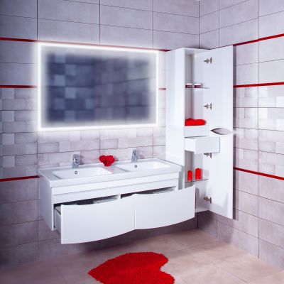 Комплект мебели для ванной Вега 125 Белый глянец подвесная