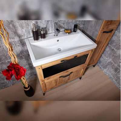 Комплект мебели для ванной Лофт 80 Метрополитен грей раковина Фостер