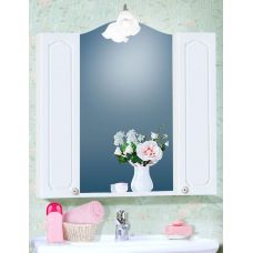 Зеркало для ванной с двумя шкафчиками Лючия 85 Белый глянец