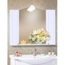Зеркало для ванной с двумя шкафчиками Лючия 98 Белый глянец