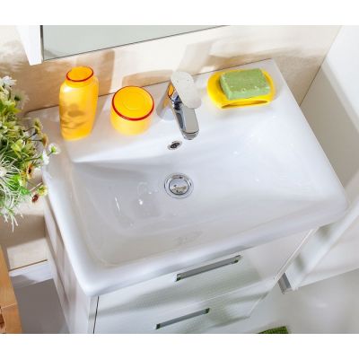 Комплект мебели для ванной Палермо 55 с подвесной тумбой Белый глянец