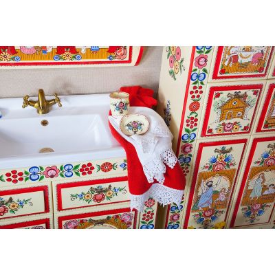 Комплект мебели для ванной Городецкая роспись 85 "В баньке"