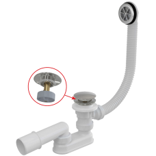 Сифон для ванны комплект  click/clack  пластик/металл (длина 100 см), арт. A505CKM-100