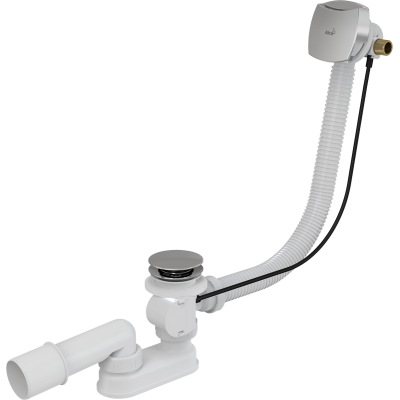 Сифон для ванны с напуском воды через перелив,  пластик хромированный, арт. A564CRM1-80