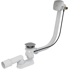 Сифон для ванны с напуском воды через перелив,  пластик хромированный (длина 120 см), арт. A564CRM2-