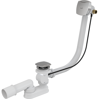 Сифон для ванны с напуском воды через перелив,  пластик хромированный, арт.A564CRM3-100