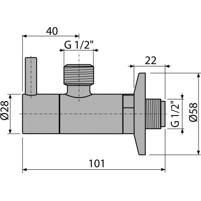 Угловой вентиль с фильтром 1/2" × 1/2", круглый, хром, арт.ARV003