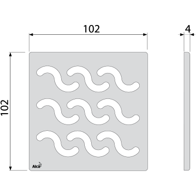 Дизайновая решетка 102 × 102 × 5 латунь – хром, арт. MPV002