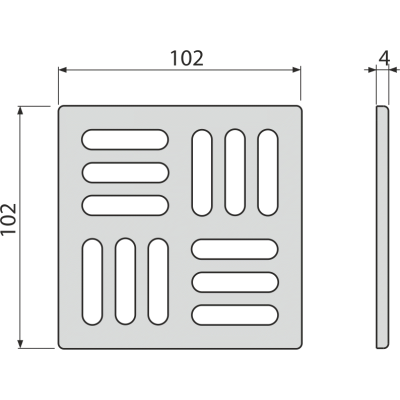 Решетка для cливных трапов из нержавеющей стали 102×102 мм, нержавеющая сталь, арт. MPV011
