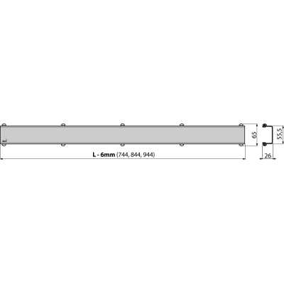 Решетка для водоотводящего желоба, нержавеющая сталь-мат, арт. SPACE-750M