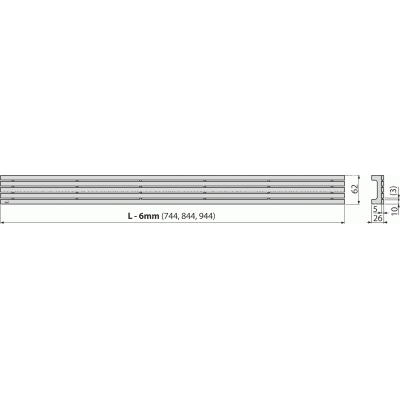 Решетка для водоотводящего желоба, нержавеющая сталь-мат, арт. STREAM-750M