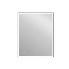 Зеркало LED 011 design 80x70 с подсветкой часы металл. рамка прямоугольное