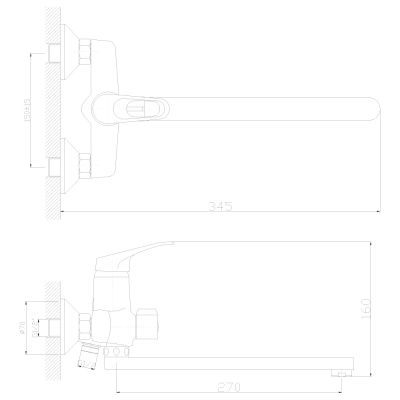 Смеситель Decoroom DR37043 одноручный универсальный с поворотным изливом 30 см., хром