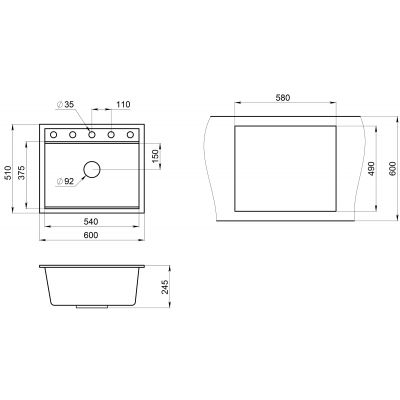Кухонная мойка Granula KS-6003 алюминиум
