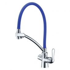 Смеситель Lemark Comfort LM3070C-Blue для кухни с подключением к фильтру питьевой водой, хром синий