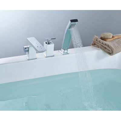 Смеситель Lemark Contest LM5845CW для ванны встраиваемый, на 3 отверстия, с аксессуарами, хром/белый