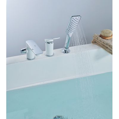 Смеситель Lemark Allegro LM5945CW для ванны встраиваемый, на 3 отверстия, с аксессуарами, хром/белый