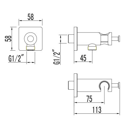 Подключение для душевого шланга с креплением для лейки Lemark LM7885C для LM7820C, хром