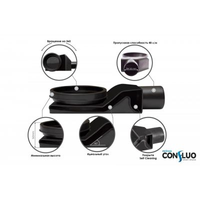 Душевой лоток Pestan Confluo Frameless Line 550 Black Glass