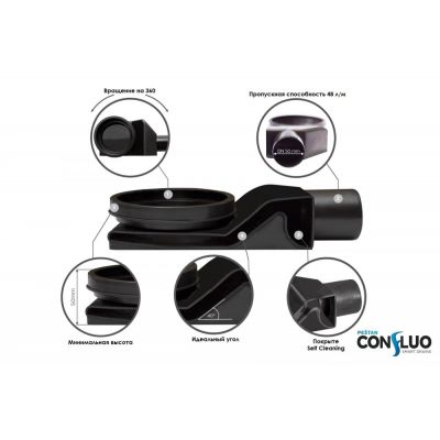 Душевой лоток Pestan Confluo Frameless Line 650 Black Glass