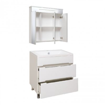 Комплект мебели для ванной Руно Runo Парма 75 напольный белый